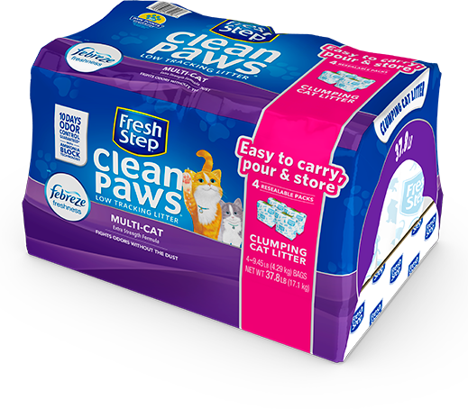 Fresh Step Clean Paws Cat Litter, Clumping Cat Litter with Febreze, Gain Scent - 22.5 lb